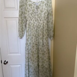 Baltic Born Sage Green Floral Tiered Maxi Dress